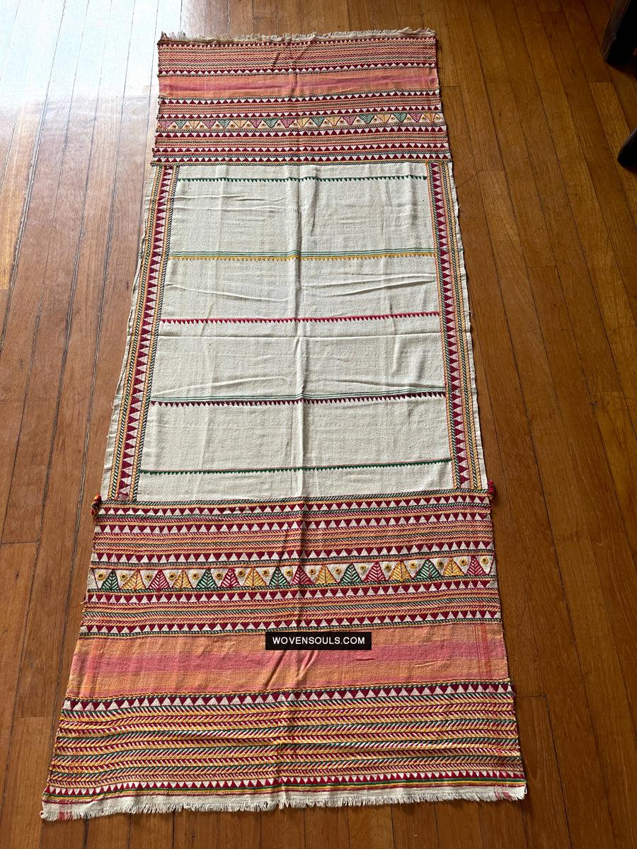 1691 Rare Vintage Orissa Odisha Gond Tribal Shawl w Yellow-WOVENSOULS Antique Textiles & Art Gallery