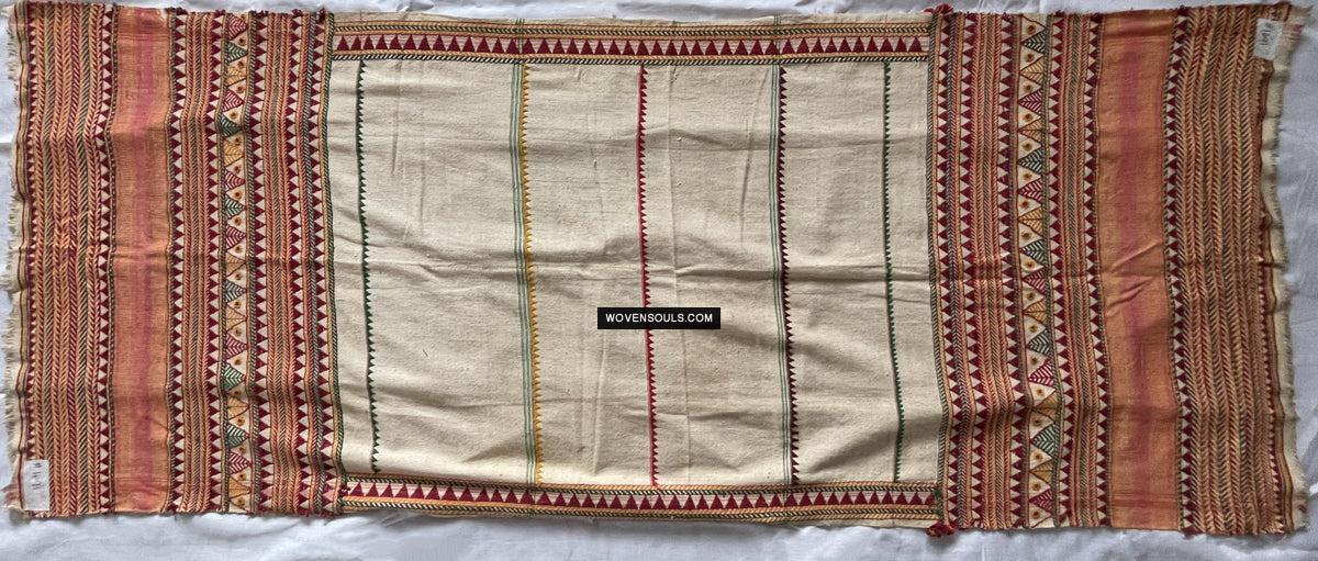 1691 Rare Vintage Orissa Odisha Gond Tribal Shawl w Yellow-WOVENSOULS Antique Textiles & Art Gallery