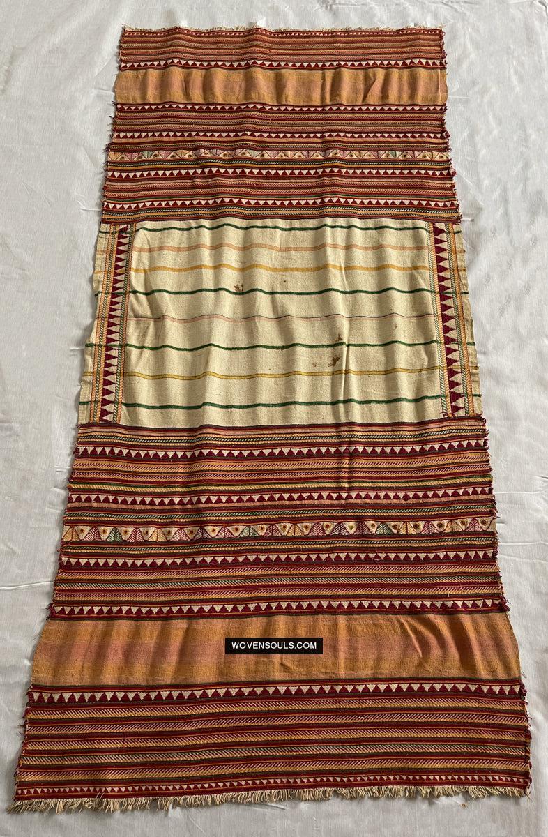 1692 Rare Exceptional Vintage Orissa Odisha Gond Tribal Shawl w Yellow-WOVENSOULS Antique Textiles & Art Gallery