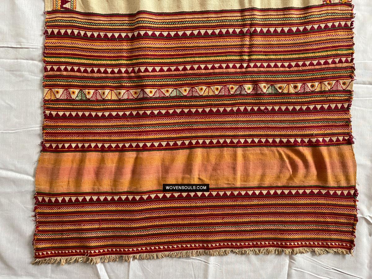 1692 Rare Exceptional Vintage Orissa Odisha Gond Tribal Shawl w Yellow-WOVENSOULS Antique Textiles & Art Gallery