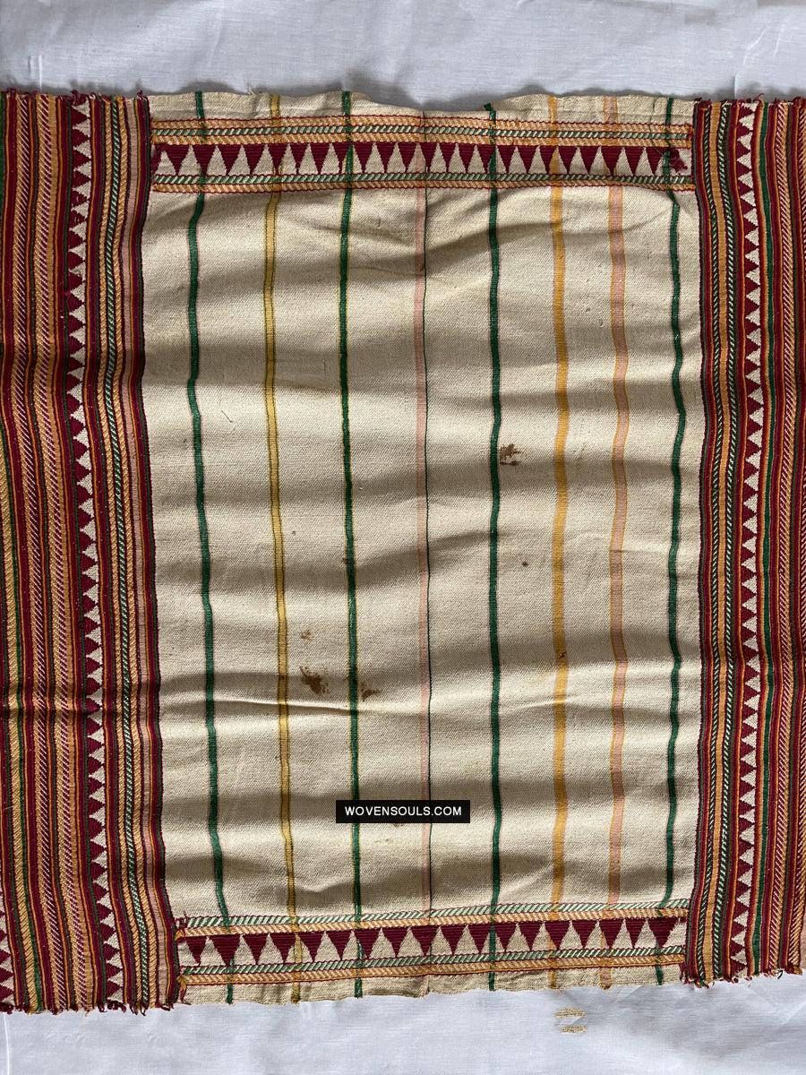 1692 Rare Exceptional Vintage Orissa Odisha Gond Tribal Shawl w Yellow-WOVENSOULS Antique Textiles & Art Gallery