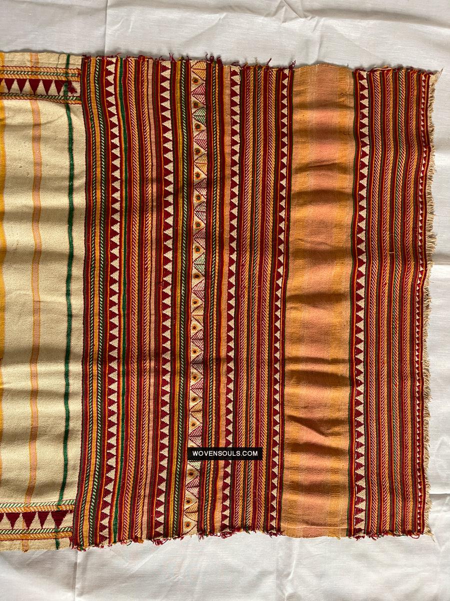 1692 Rare Exceptional Vintage Orissa Odisha Gond Tribal Shawl w Yellow-WOVENSOULS Antique Textiles & Art Gallery