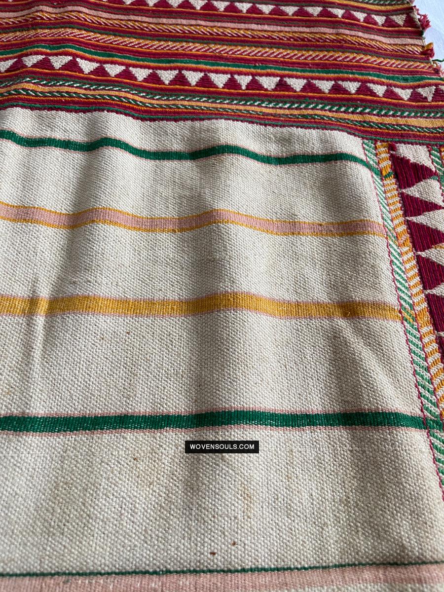 1692 Rare Exceptional Vintage Orissa Odisha Gond Tribal Shawl w Yellow-WOVENSOULS Antique Textiles & Art Gallery