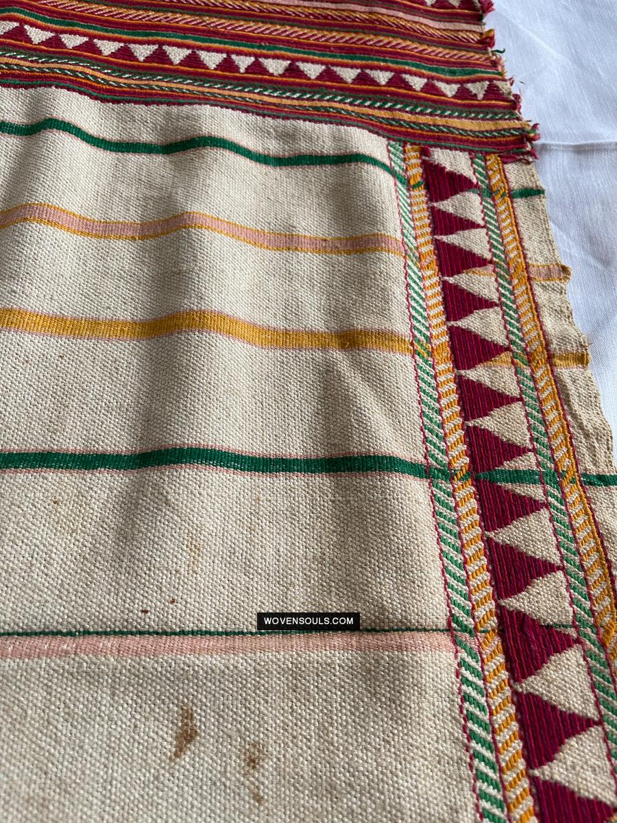 1692 Rare Exceptional Vintage Orissa Odisha Gond Tribal Shawl w Yellow-WOVENSOULS Antique Textiles & Art Gallery