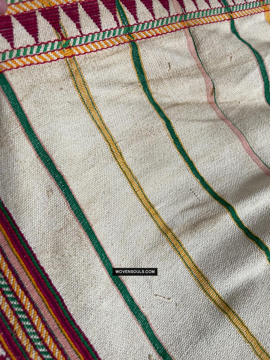 1692 Rare Exceptional Vintage Orissa Odisha Gond Tribal Shawl w Yellow-WOVENSOULS Antique Textiles & Art Gallery