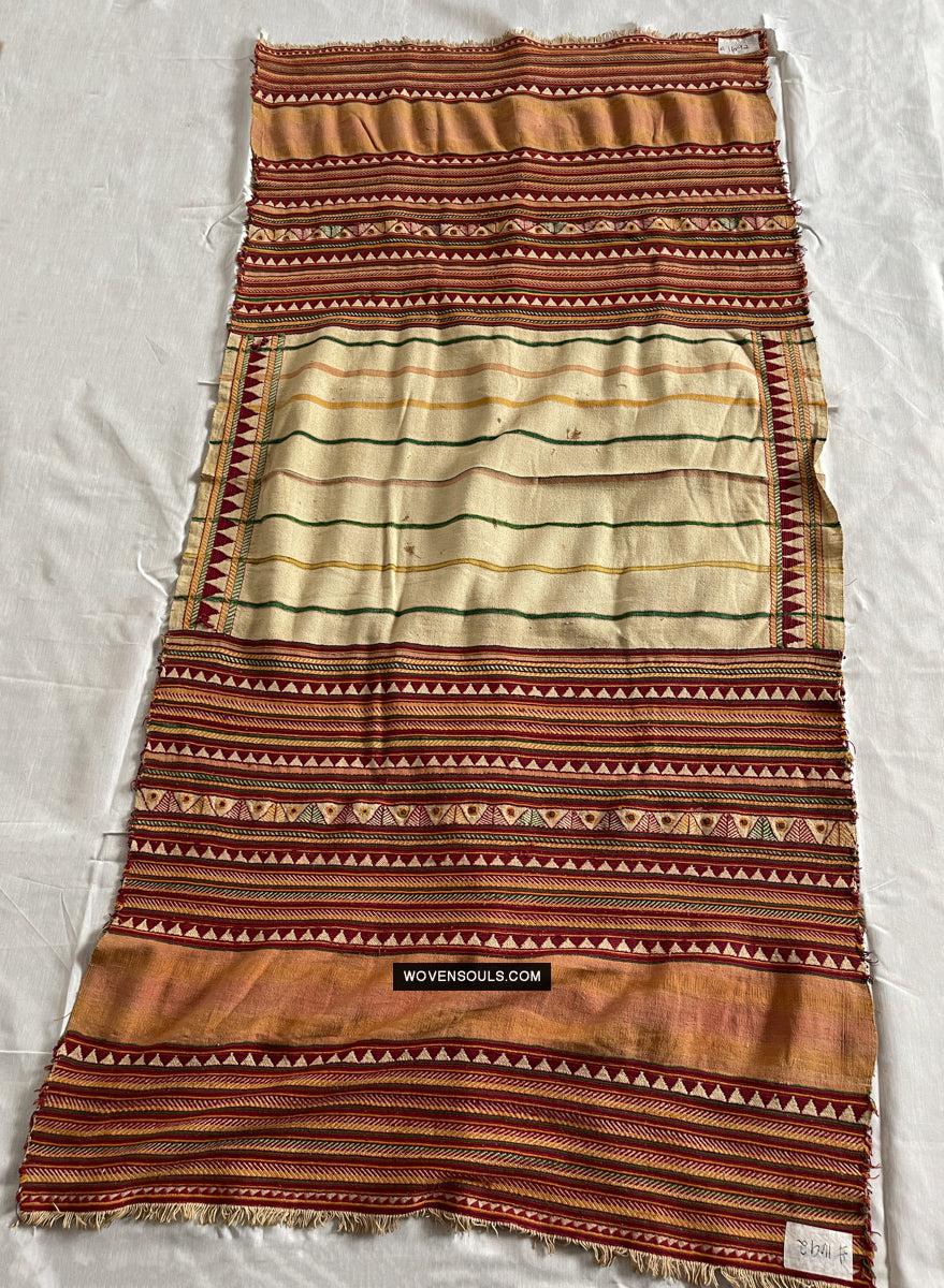 1692 Rare Exceptional Vintage Orissa Odisha Gond Tribal Shawl w Yellow-WOVENSOULS Antique Textiles & Art Gallery