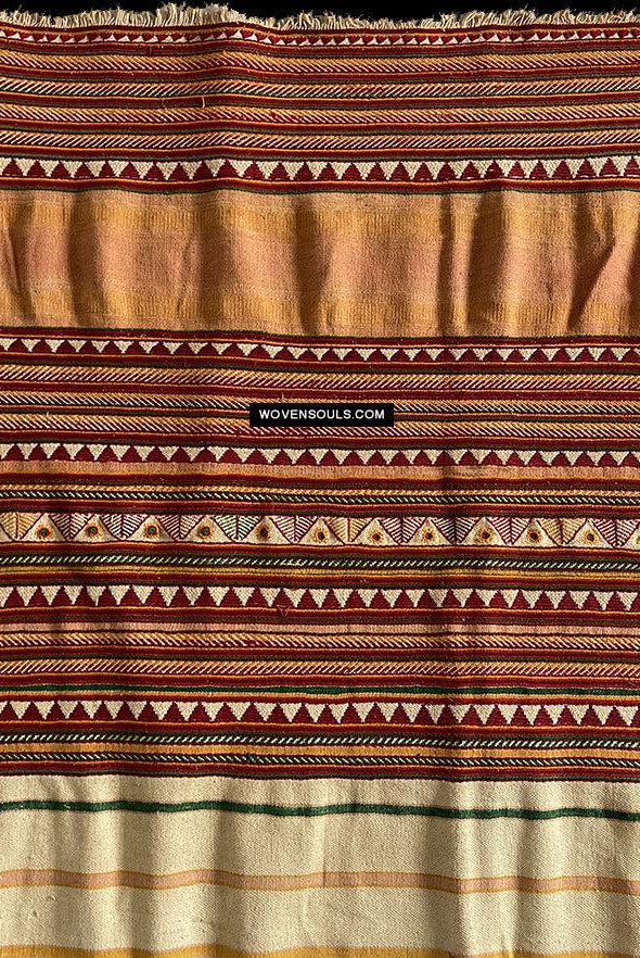 1692 Rare Exceptional Vintage Orissa Odisha Gond Tribal Shawl w Yellow-WOVENSOULS Antique Textiles & Art Gallery