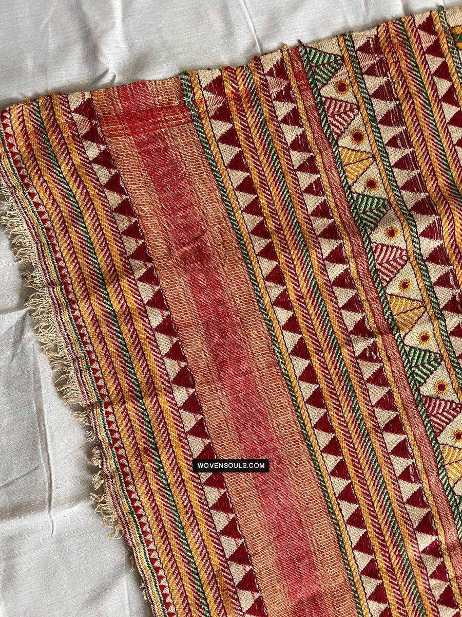 1693 Rare Vintage Orissa Odisha Gond Tribal Shawl-WOVENSOULS Antique Textiles & Art Gallery
