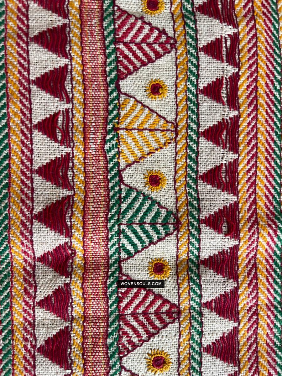 1693 Rare Vintage Orissa Odisha Gond Tribal Shawl-WOVENSOULS Antique Textiles & Art Gallery