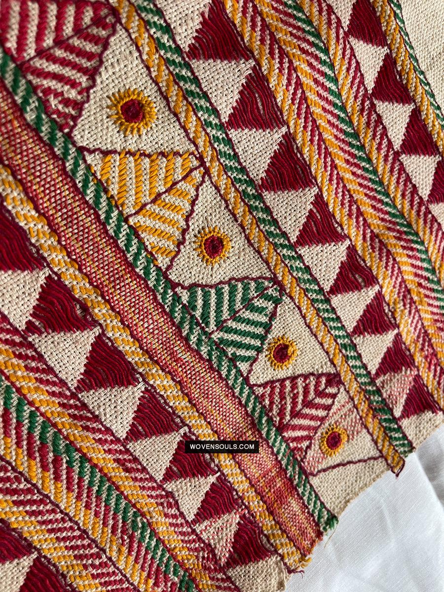 1693 Rare Vintage Orissa Odisha Gond Tribal Shawl-WOVENSOULS Antique Textiles & Art Gallery