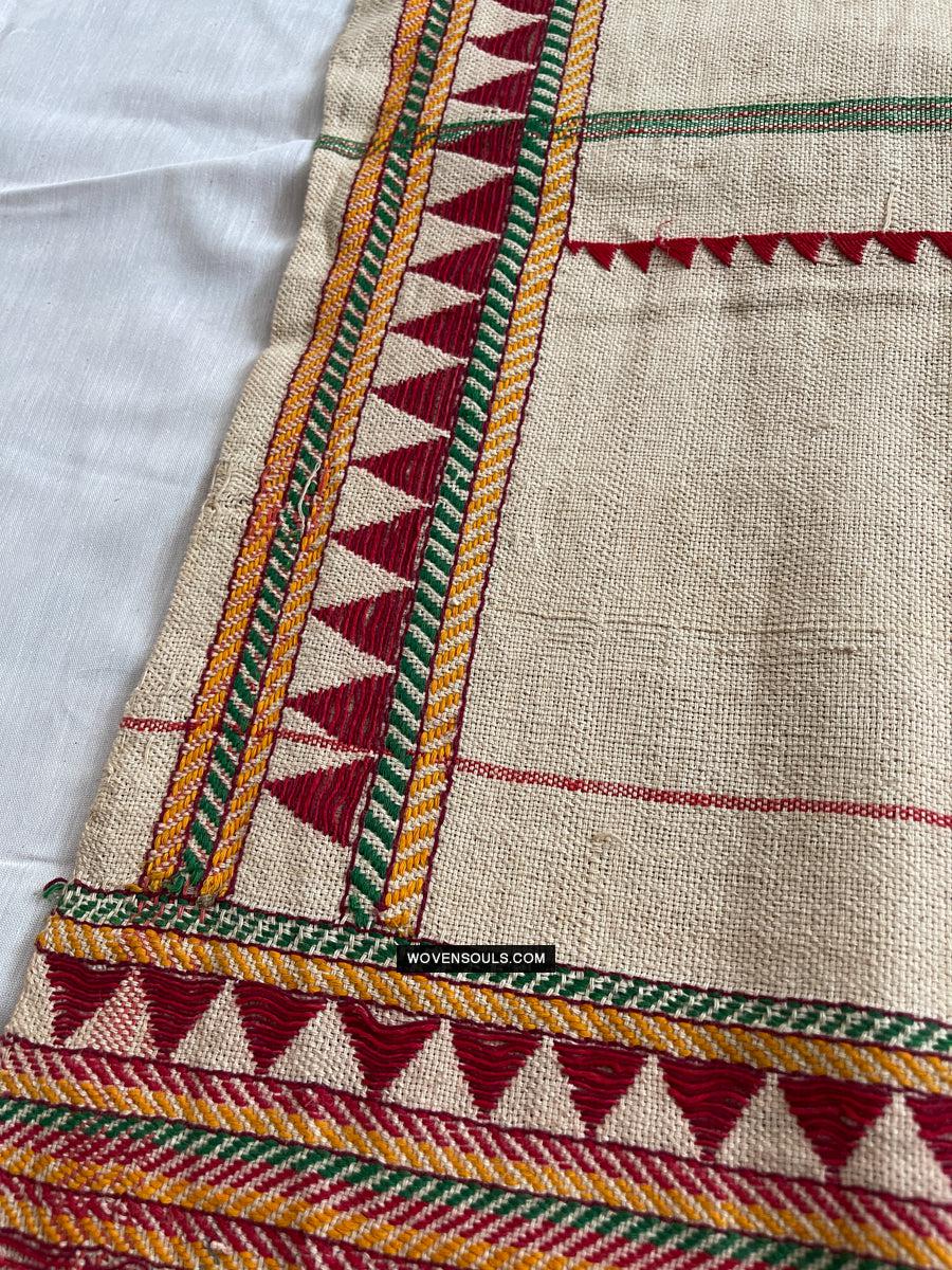 1693 Rare Vintage Orissa Odisha Gond Tribal Shawl-WOVENSOULS Antique Textiles & Art Gallery
