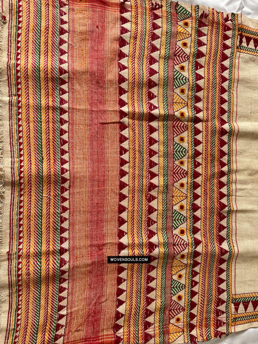1693 Rare Vintage Orissa Odisha Gond Tribal Shawl-WOVENSOULS Antique Textiles & Art Gallery