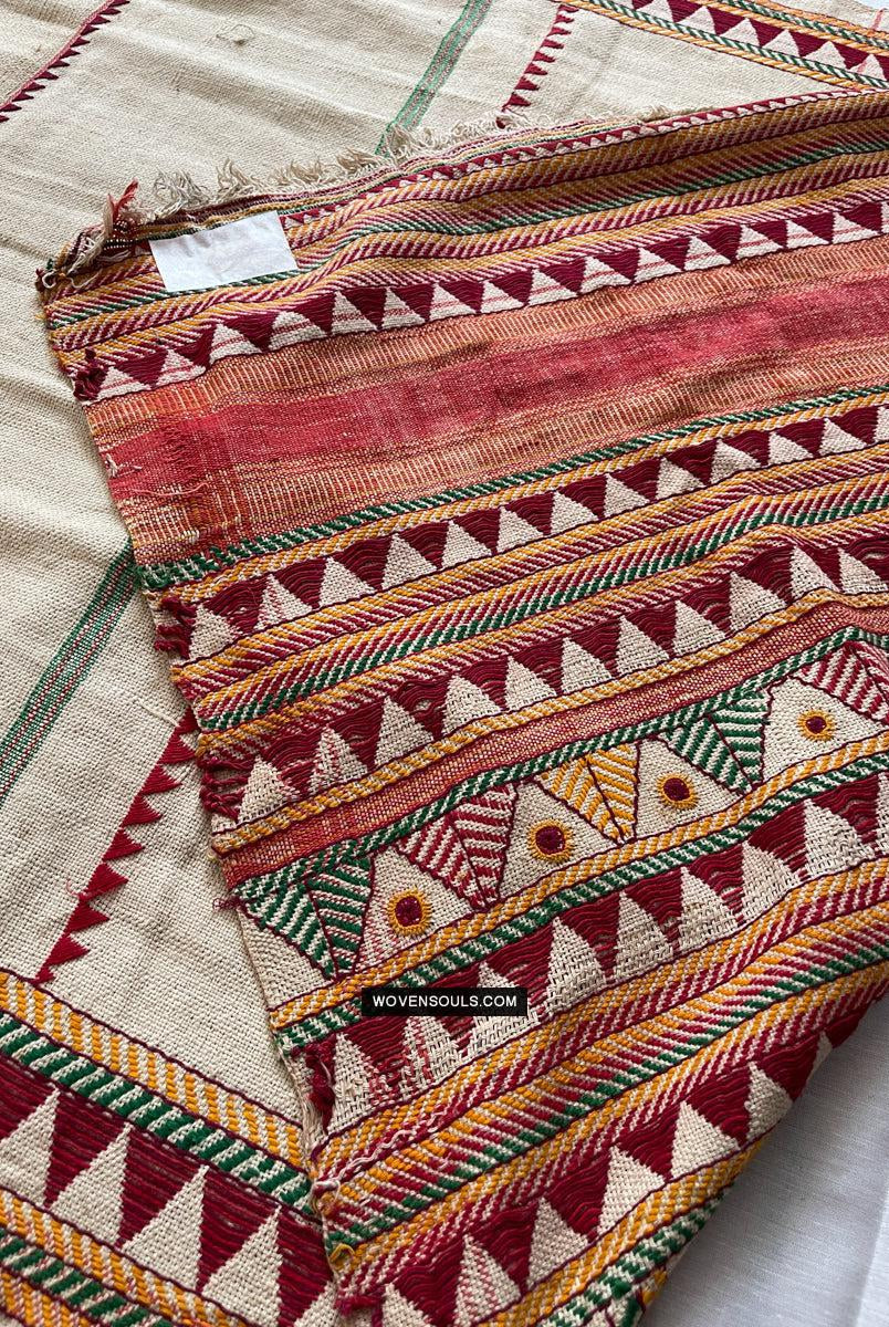 1693 Rare Vintage Orissa Odisha Gond Tribal Shawl-WOVENSOULS Antique Textiles & Art Gallery