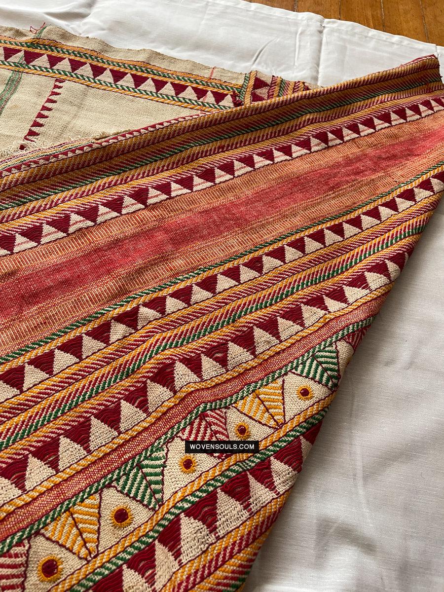 1693 Rare Vintage Orissa Odisha Gond Tribal Shawl-WOVENSOULS Antique Textiles & Art Gallery
