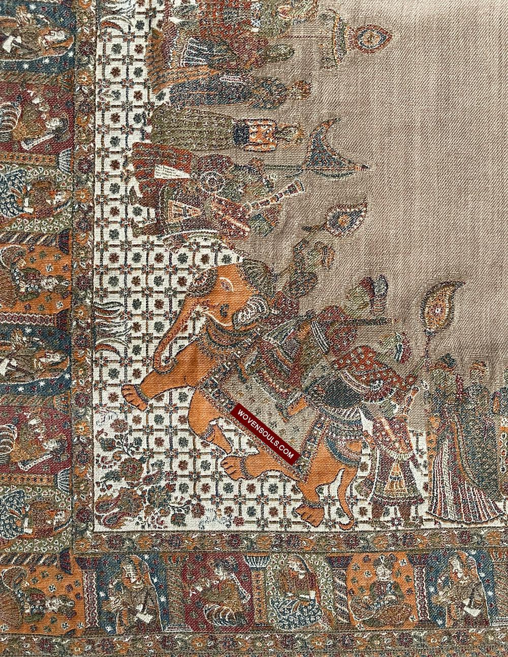 1694 SOLD Figurative Pashmina Shawl from Kashmir-WOVENSOULS Antique Textiles & Art Gallery
