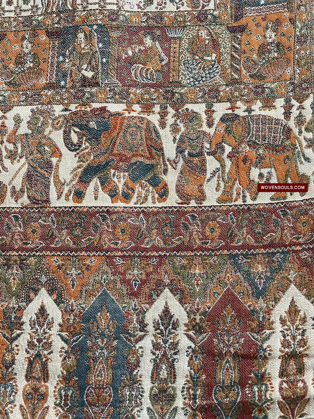 1694 SOLD Figurative Pashmina Shawl from Kashmir-WOVENSOULS Antique Textiles & Art Gallery