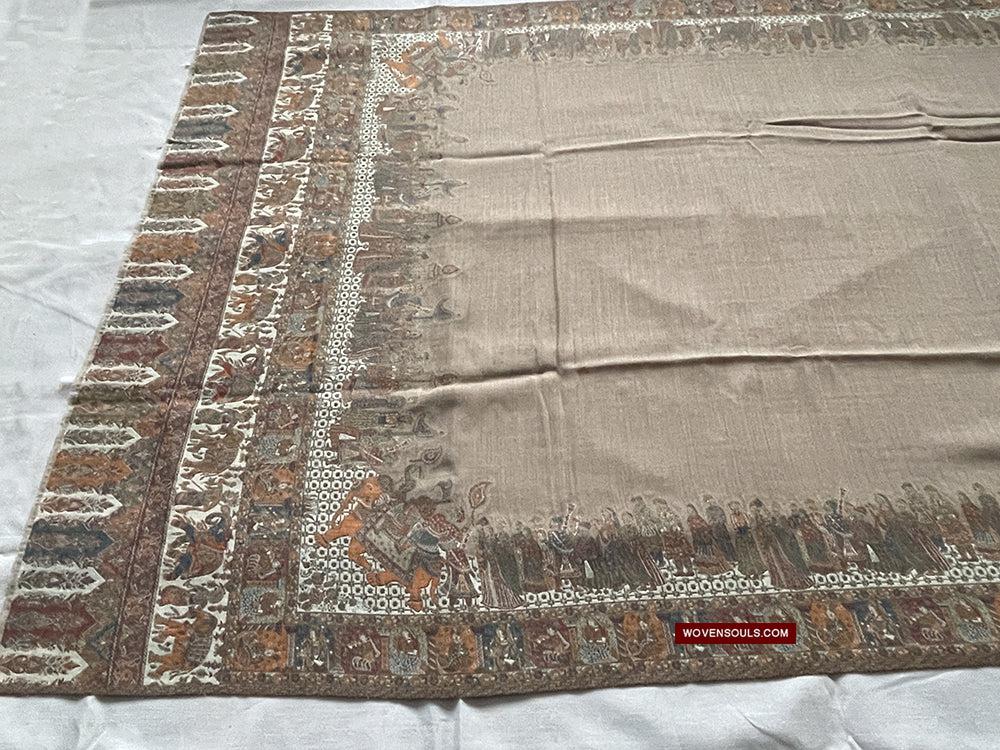 1694 SOLD Figurative Pashmina Shawl from Kashmir-WOVENSOULS Antique Textiles & Art Gallery
