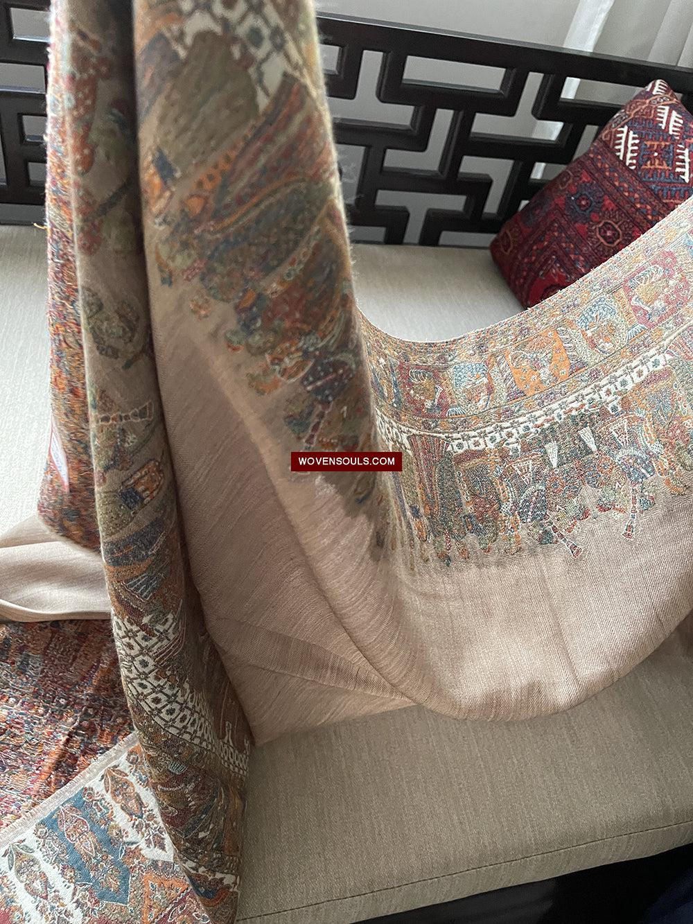 1694 SOLD Figurative Pashmina Shawl from Kashmir-WOVENSOULS Antique Textiles & Art Gallery
