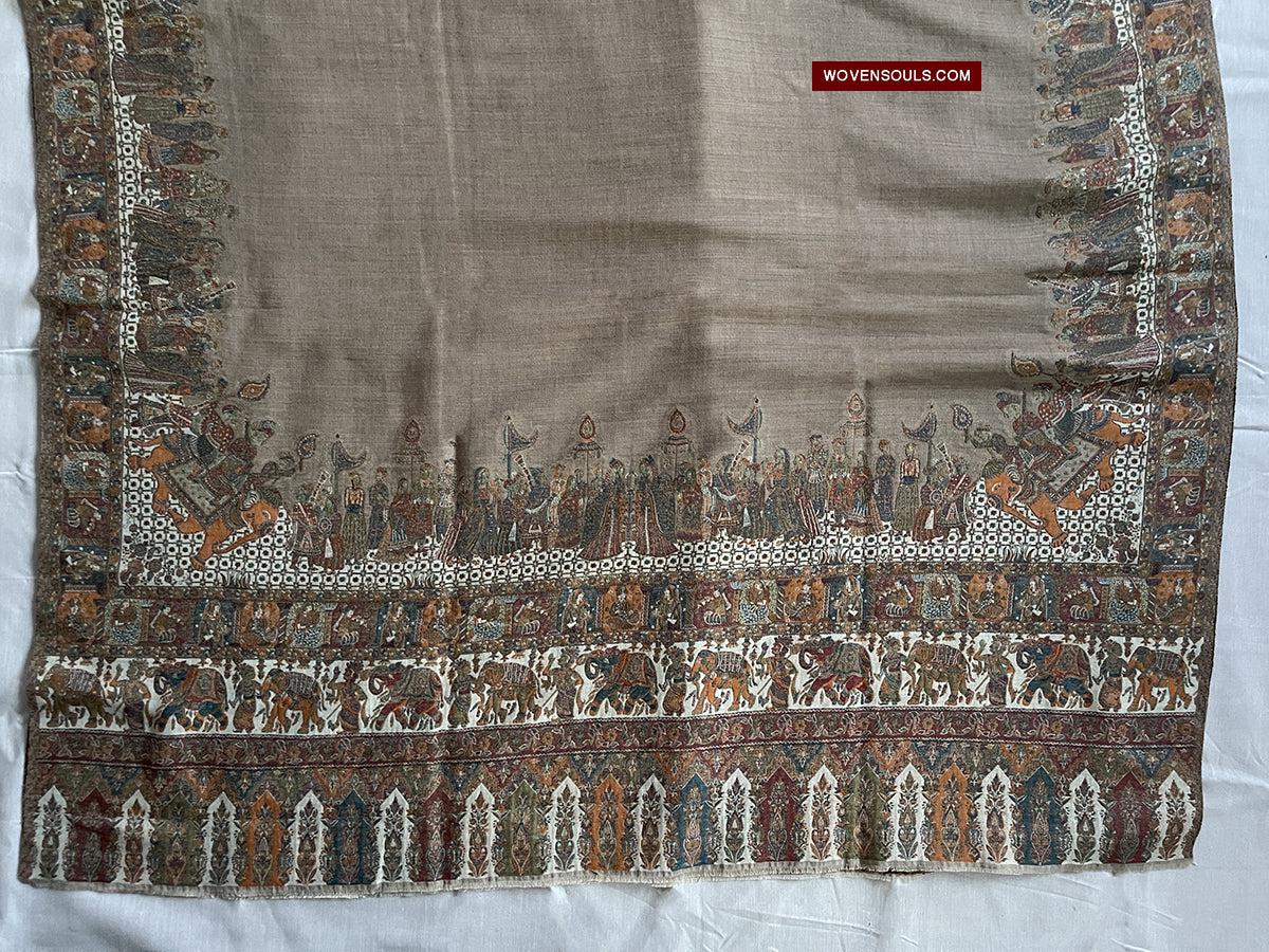 1694 SOLD Figurative Pashmina Shawl from Kashmir-WOVENSOULS Antique Textiles & Art Gallery