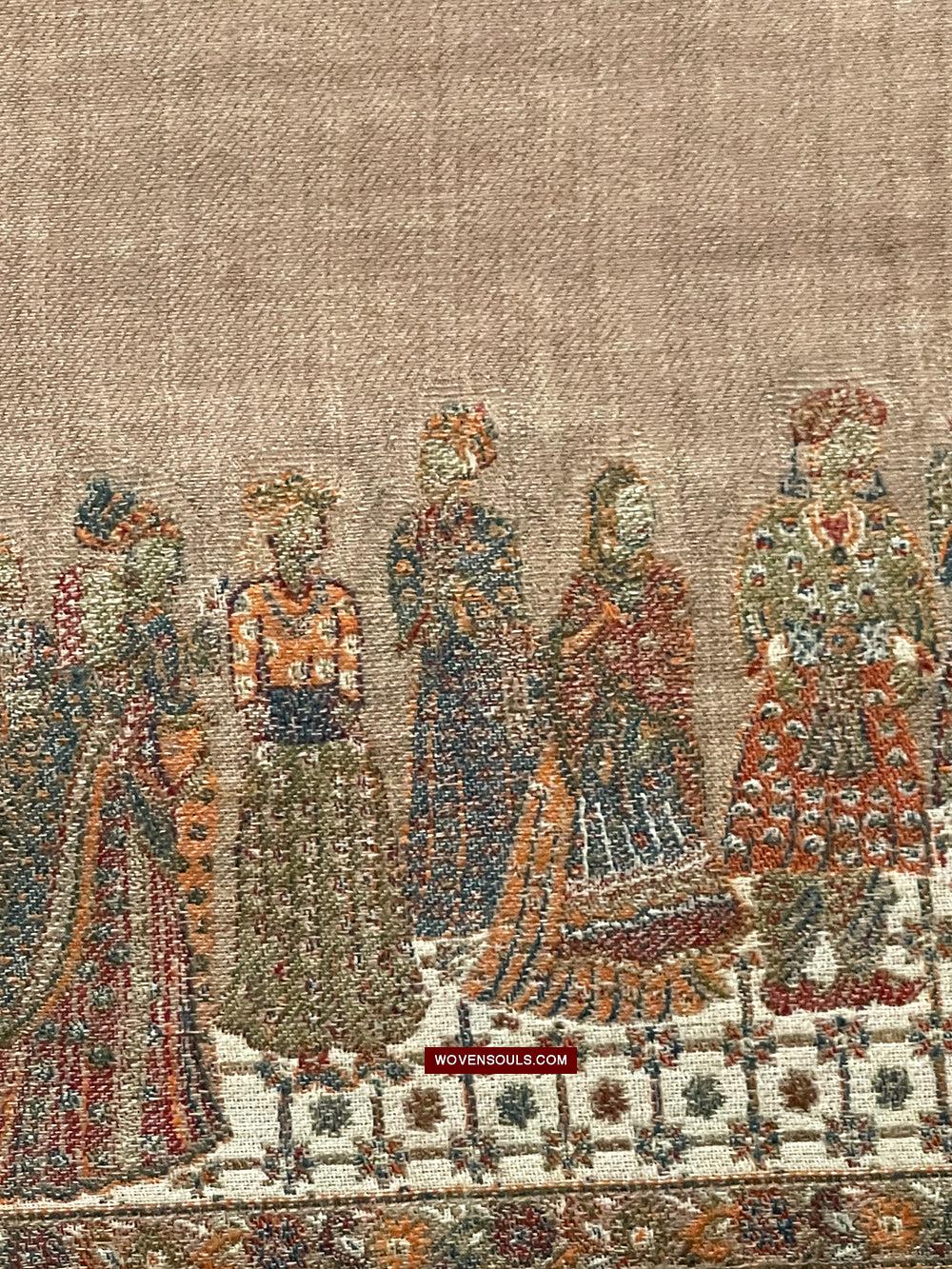 1694 SOLD Figurative Pashmina Shawl from Kashmir-WOVENSOULS Antique Textiles & Art Gallery