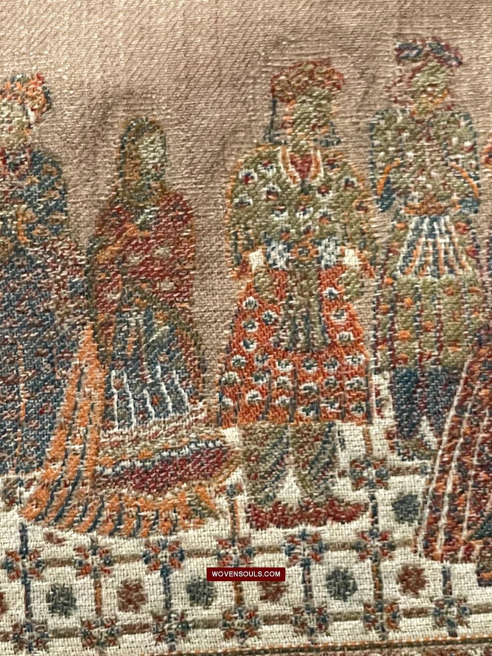 1694 SOLD Figurative Pashmina Shawl from Kashmir-WOVENSOULS Antique Textiles & Art Gallery