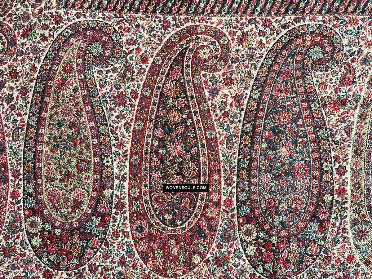 1695 Black Boteh Shawl from Kashmir - Recently Made-WOVENSOULS Antique Textiles & Art Gallery