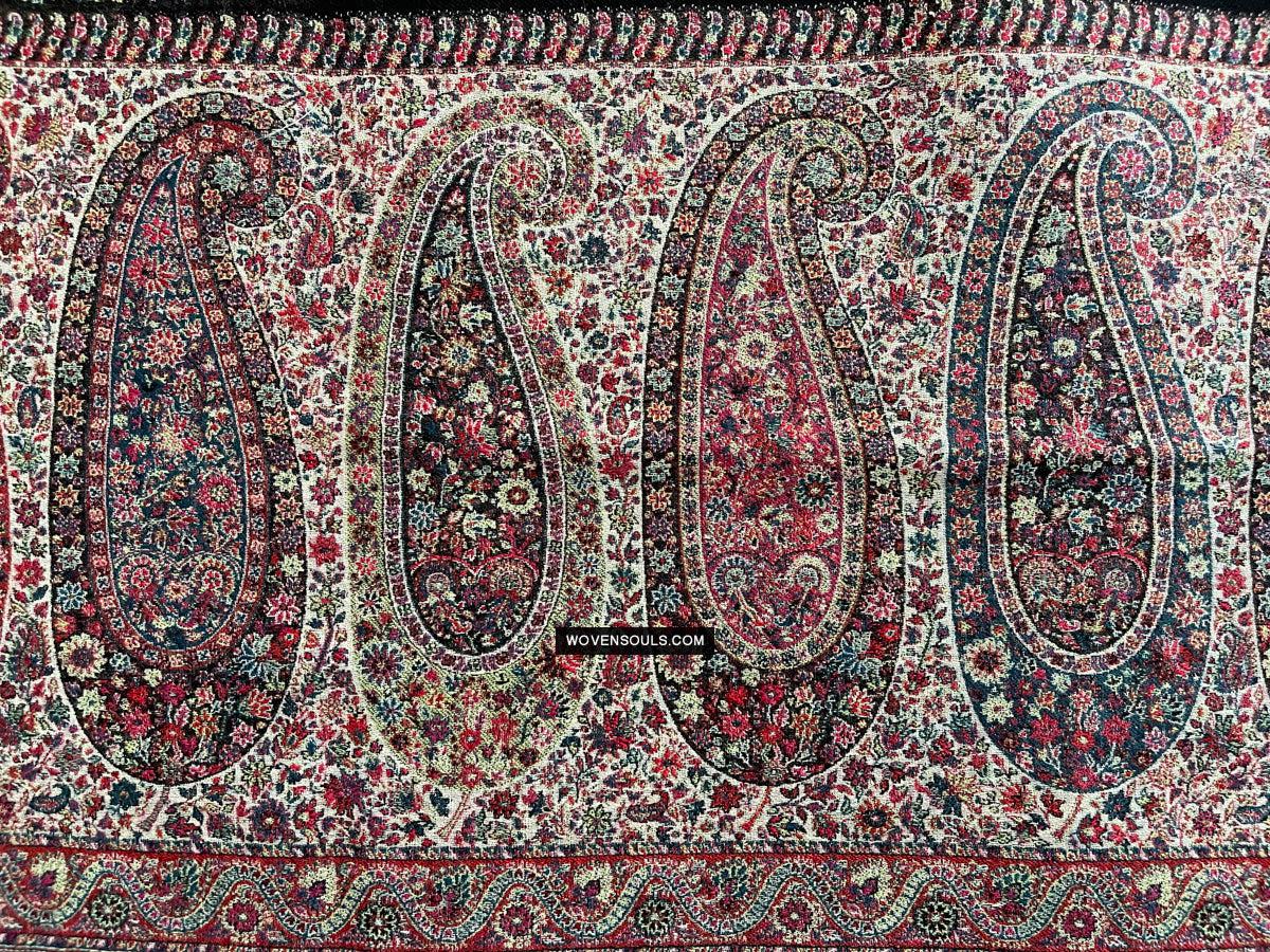 1695 Black Boteh Shawl from Kashmir - Recently Made-WOVENSOULS Antique Textiles & Art Gallery