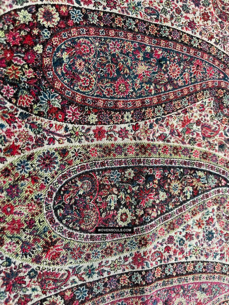 1695 Black Boteh Shawl from Kashmir - Recently Made-WOVENSOULS Antique Textiles & Art Gallery