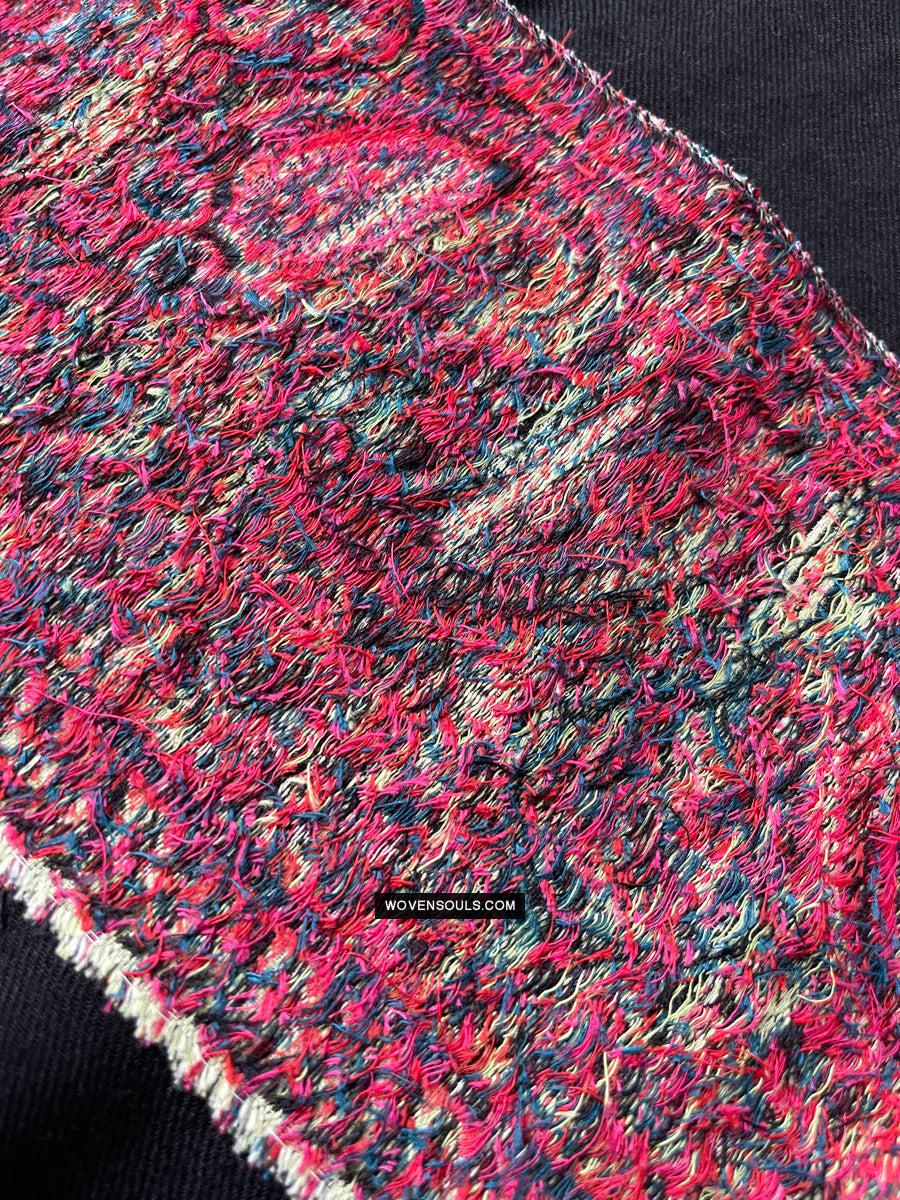 1695 Black Boteh Shawl from Kashmir - Recently Made-WOVENSOULS Antique Textiles & Art Gallery