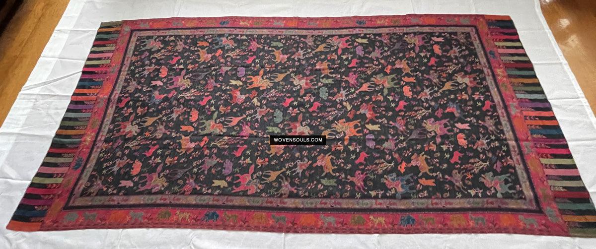 1696 SOLD Figurative Hunting Shawl from Kashmir-WOVENSOULS Antique Textiles & Art Gallery
