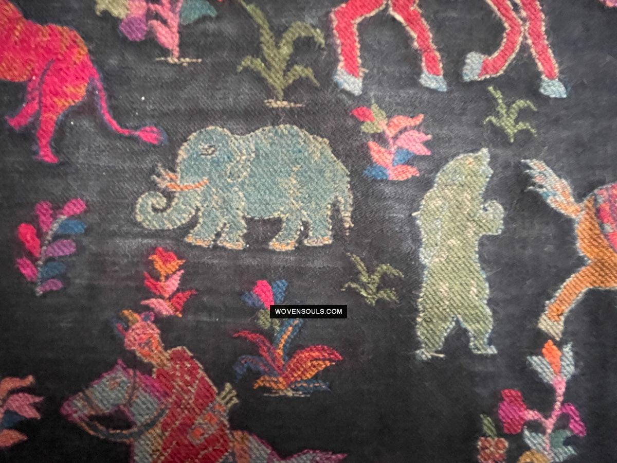 1696 SOLD Figurative Hunting Shawl from Kashmir-WOVENSOULS Antique Textiles & Art Gallery
