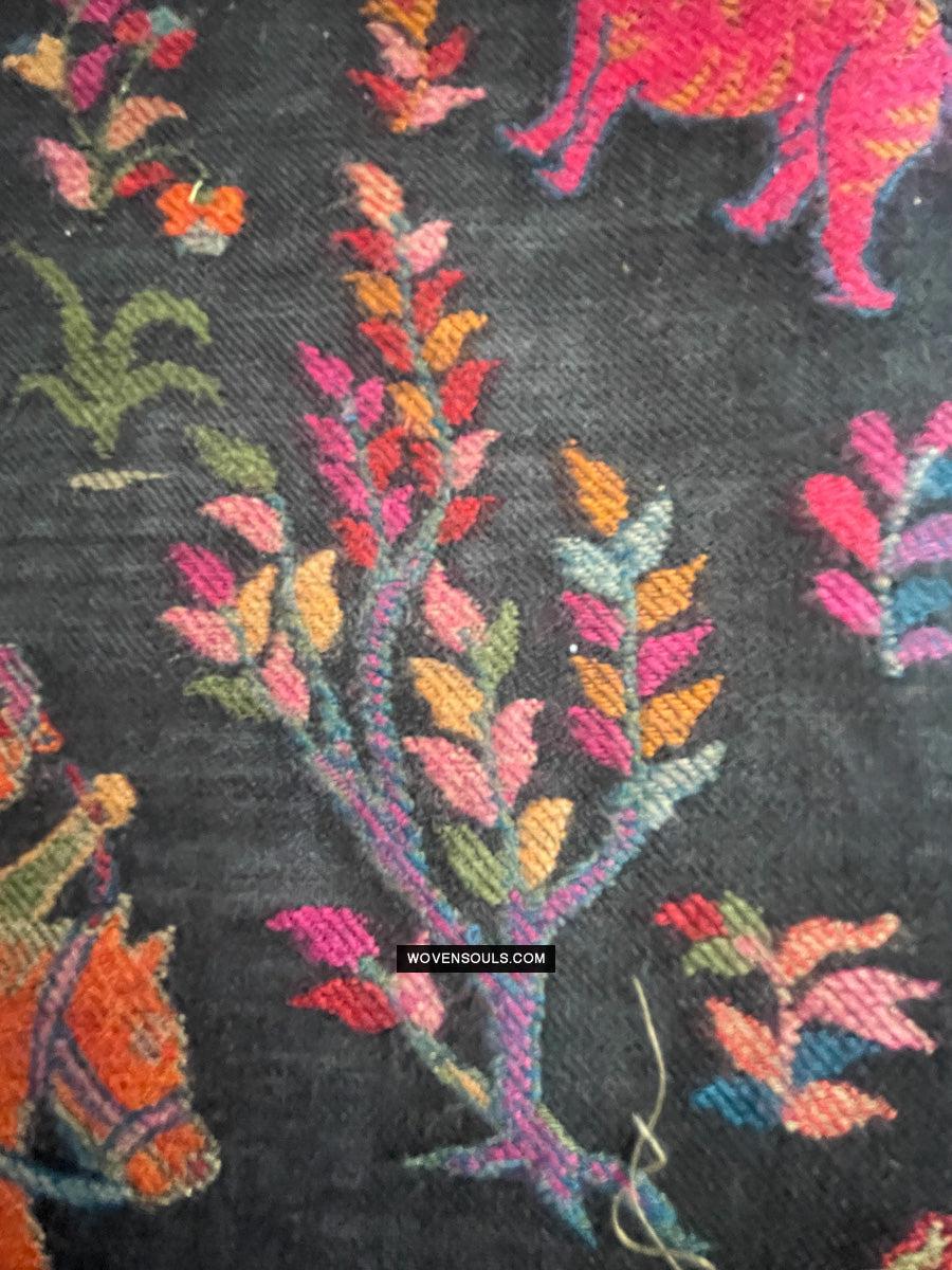 1696 SOLD Figurative Hunting Shawl from Kashmir-WOVENSOULS Antique Textiles & Art Gallery