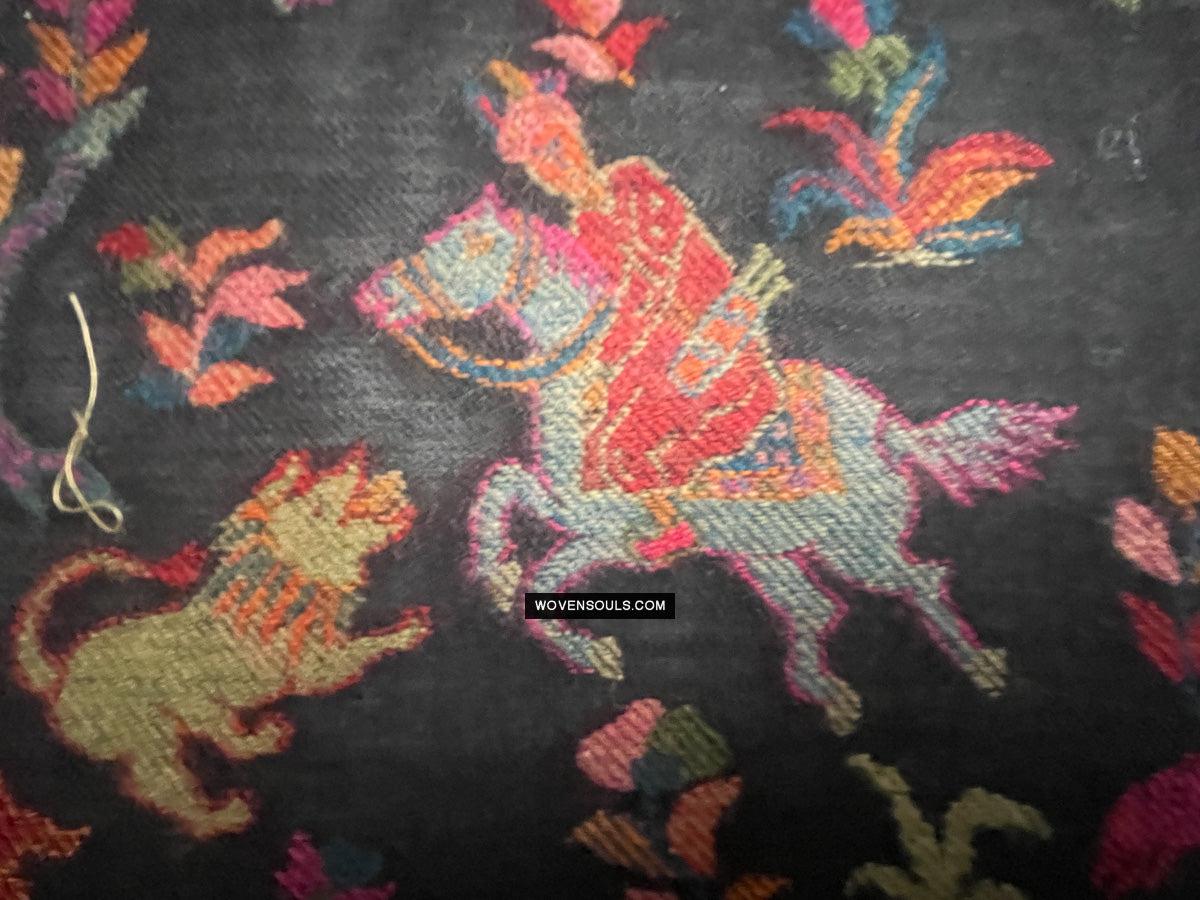 1696 SOLD Figurative Hunting Shawl from Kashmir-WOVENSOULS Antique Textiles & Art Gallery