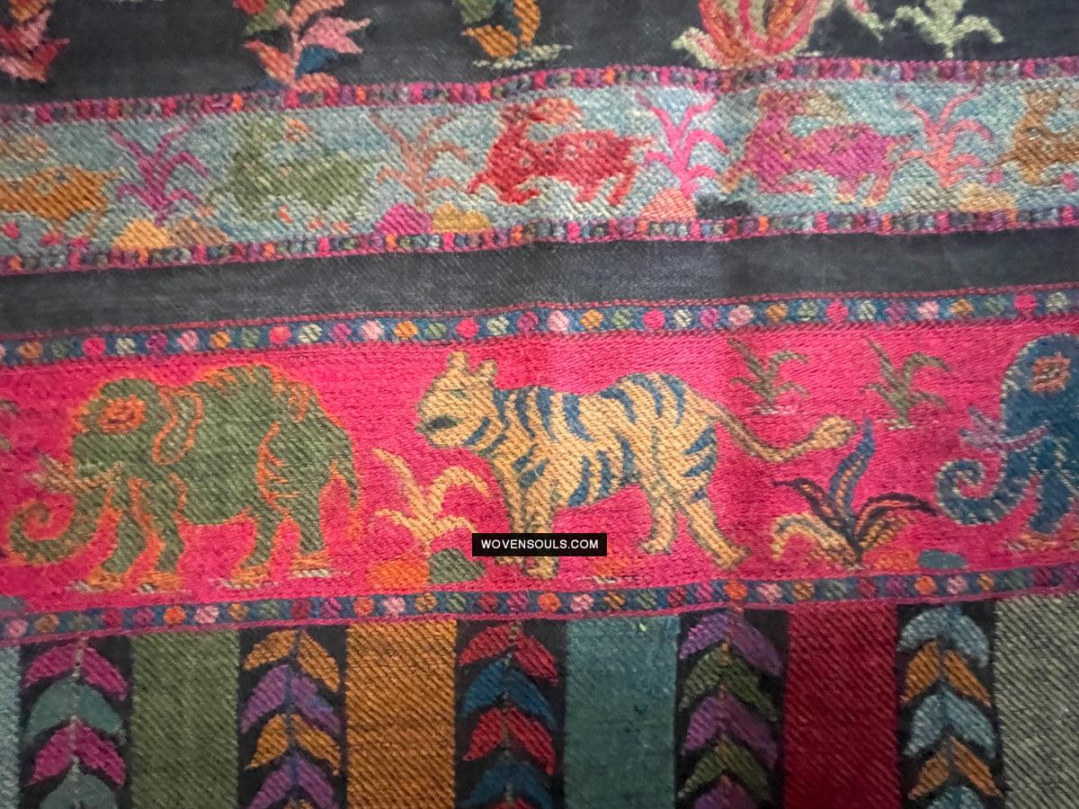 1696 SOLD Figurative Hunting Shawl from Kashmir-WOVENSOULS Antique Textiles & Art Gallery