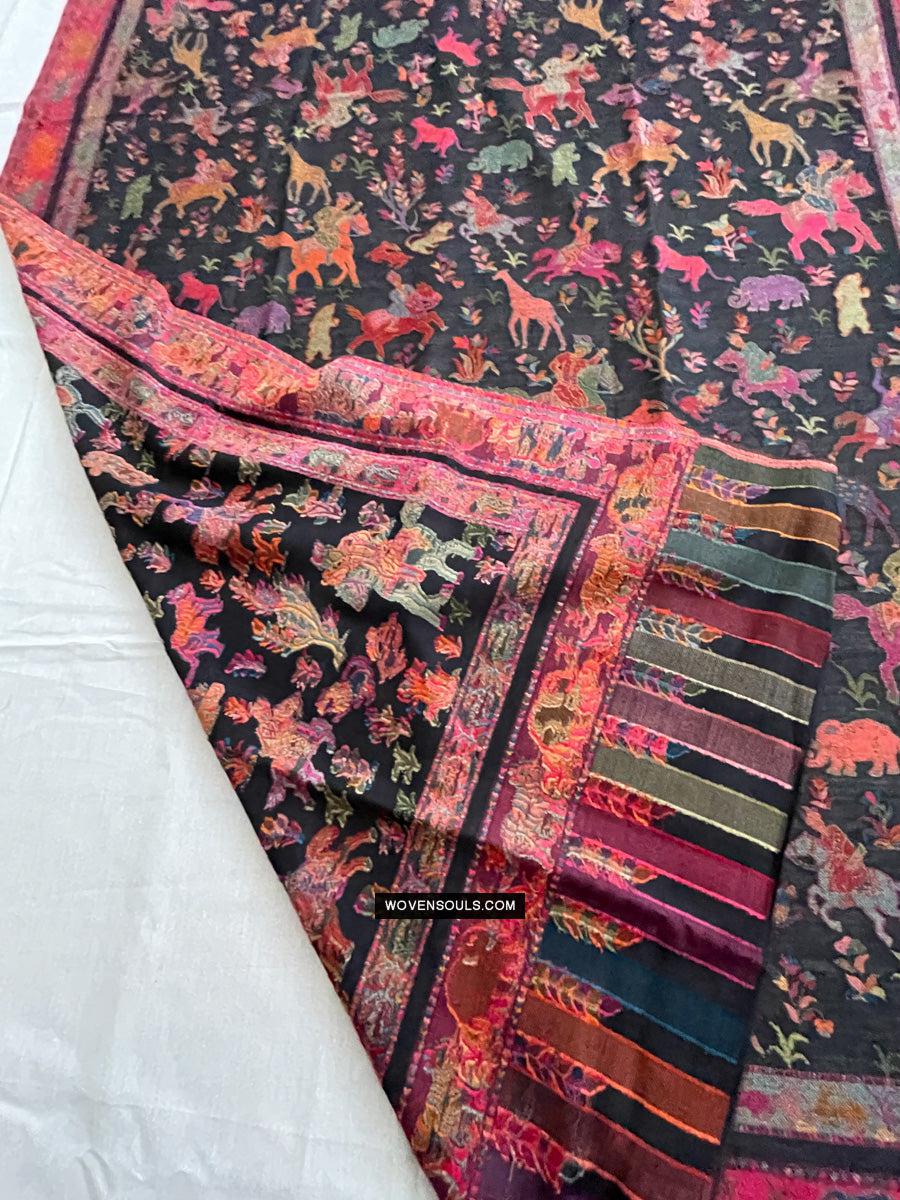 1696 SOLD Figurative Hunting Shawl from Kashmir-WOVENSOULS Antique Textiles & Art Gallery