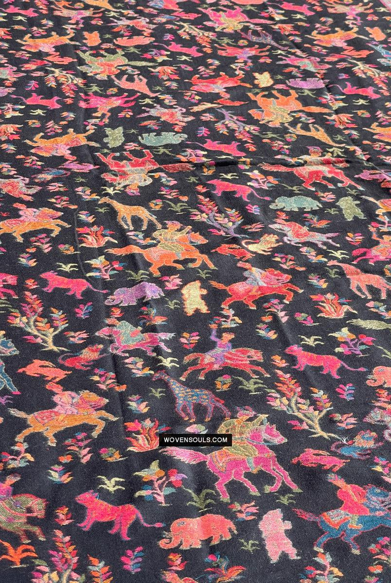 1696 SOLD Figurative Hunting Shawl from Kashmir-WOVENSOULS Antique Textiles & Art Gallery