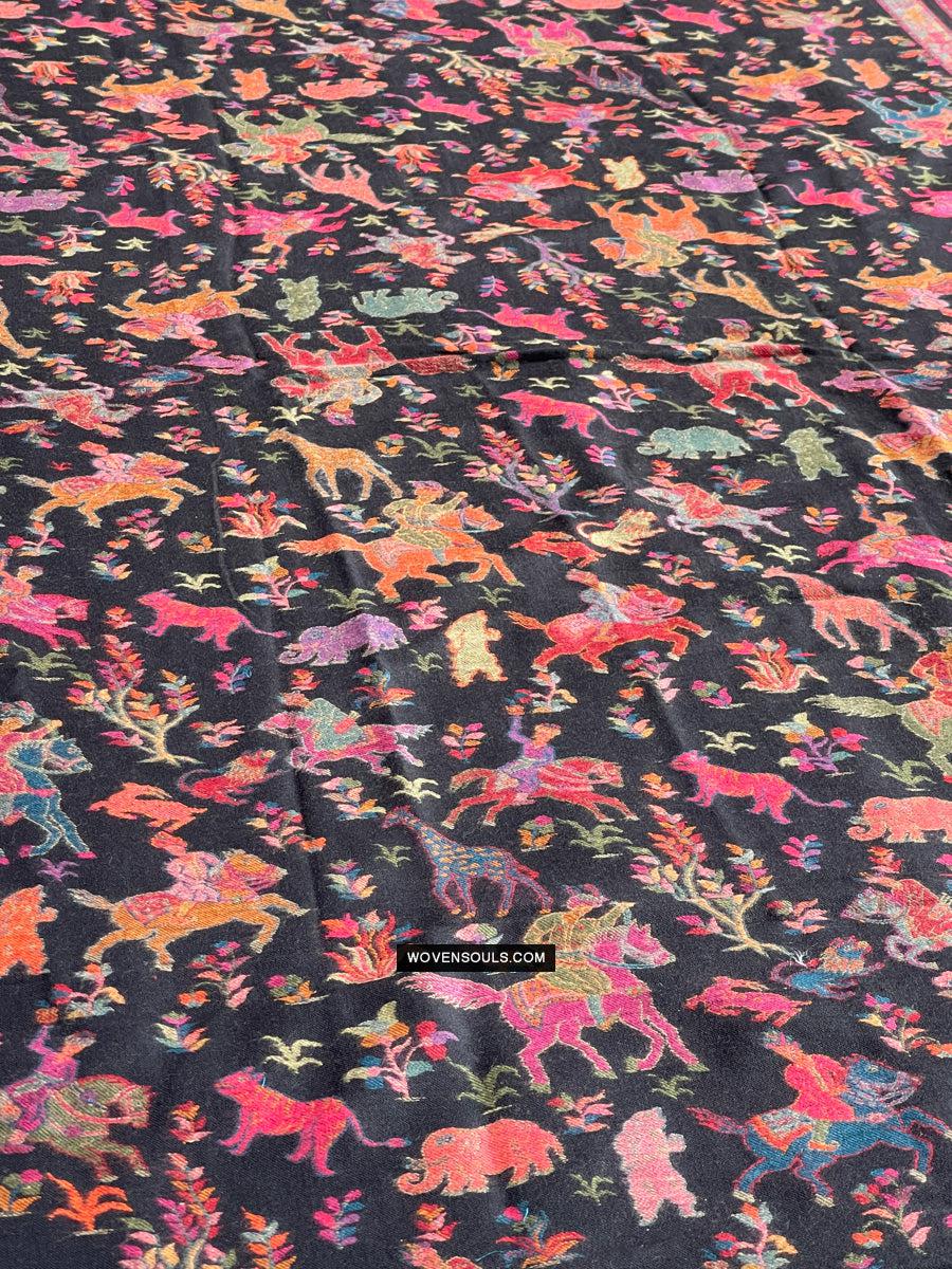 1696 SOLD Figurative Hunting Shawl from Kashmir-WOVENSOULS Antique Textiles & Art Gallery