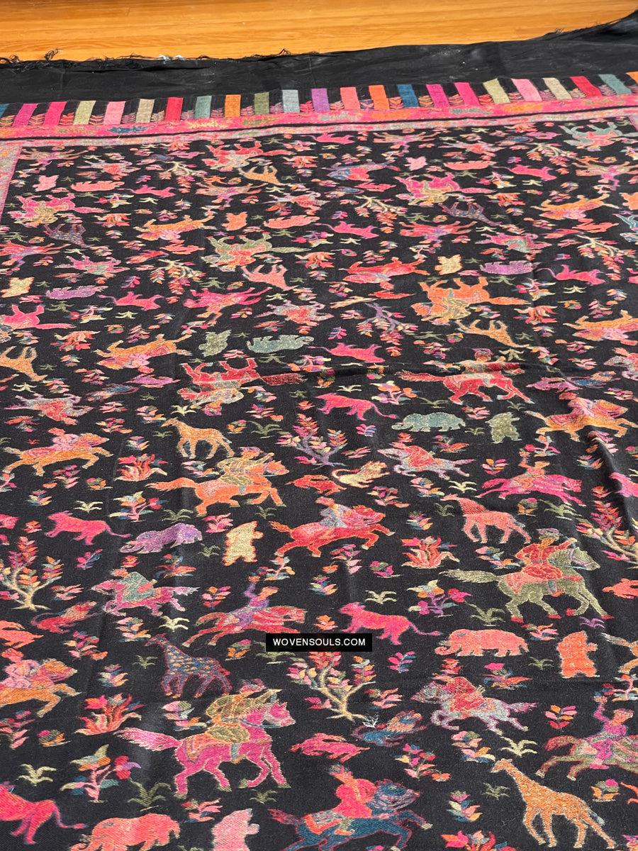 1696 SOLD Figurative Hunting Shawl from Kashmir-WOVENSOULS Antique Textiles & Art Gallery