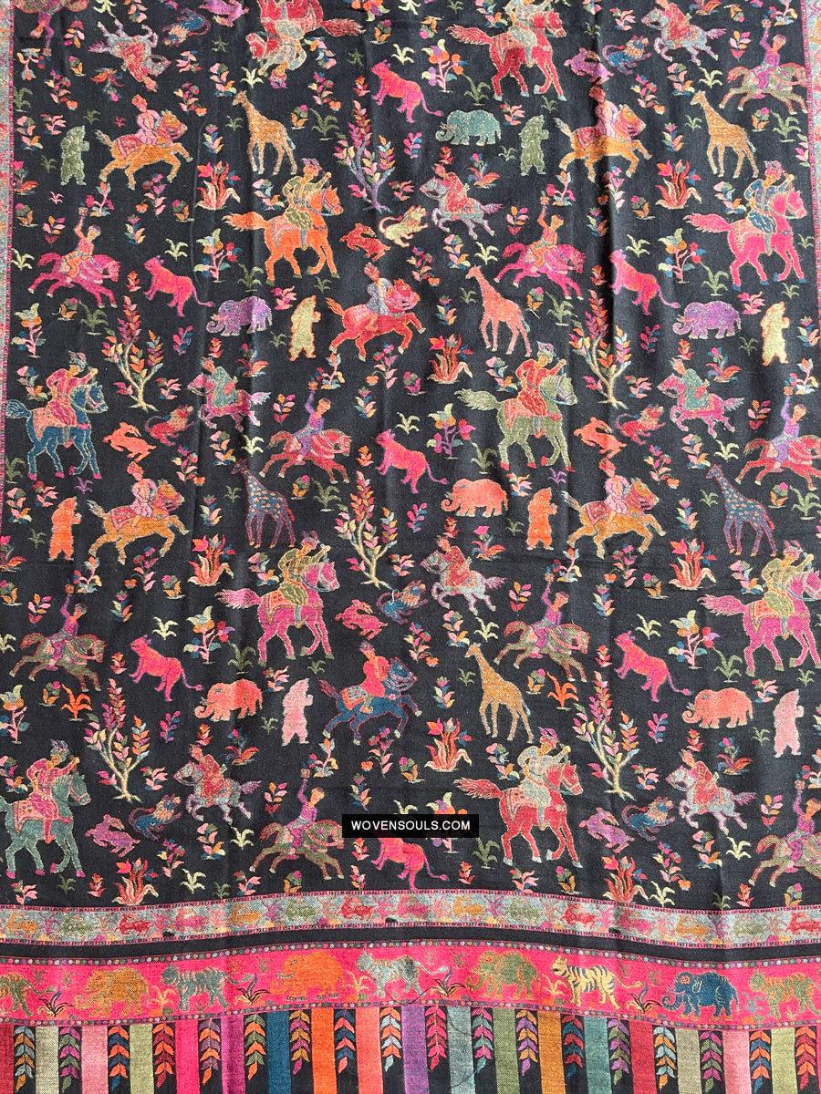 1696 SOLD Figurative Hunting Shawl from Kashmir-WOVENSOULS Antique Textiles & Art Gallery