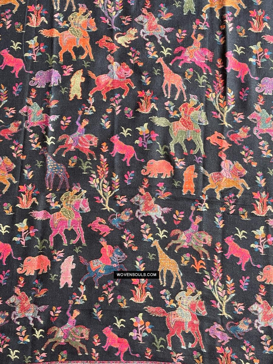1696 SOLD Figurative Hunting Shawl from Kashmir-WOVENSOULS Antique Textiles & Art Gallery