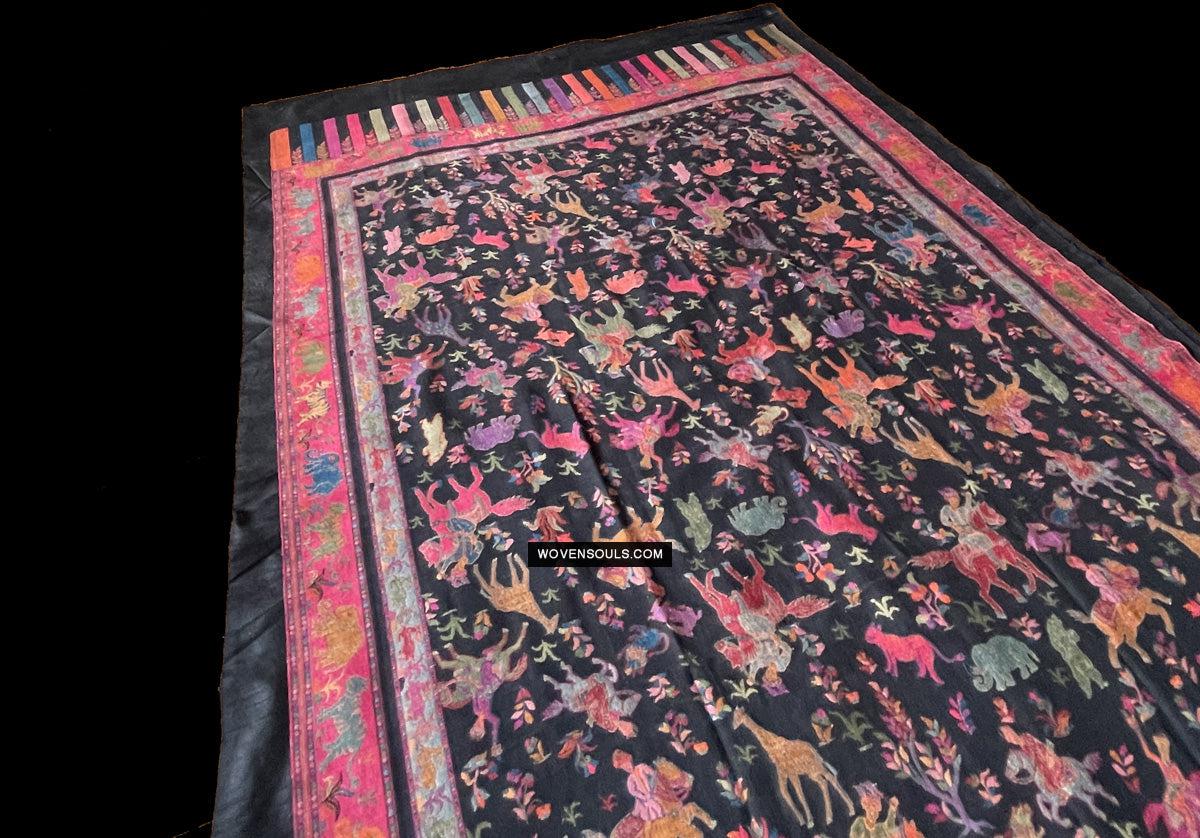 1696 SOLD Figurative Hunting Shawl from Kashmir-WOVENSOULS Antique Textiles & Art Gallery