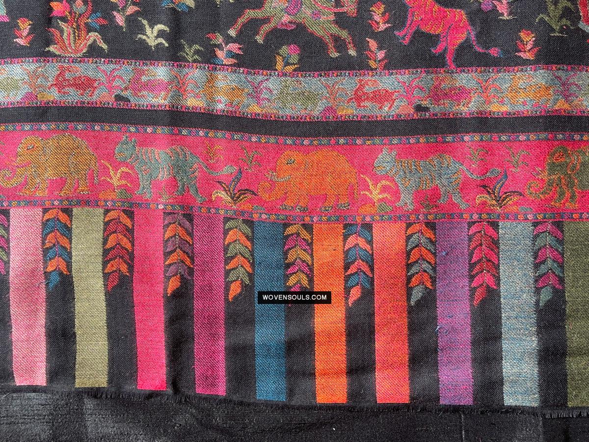 1696 SOLD Figurative Hunting Shawl from Kashmir-WOVENSOULS Antique Textiles & Art Gallery