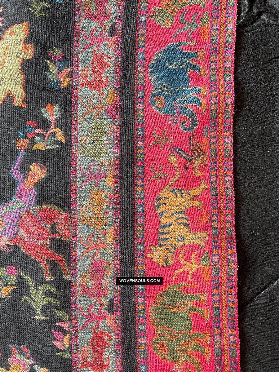 1696 SOLD Figurative Hunting Shawl from Kashmir-WOVENSOULS Antique Textiles & Art Gallery