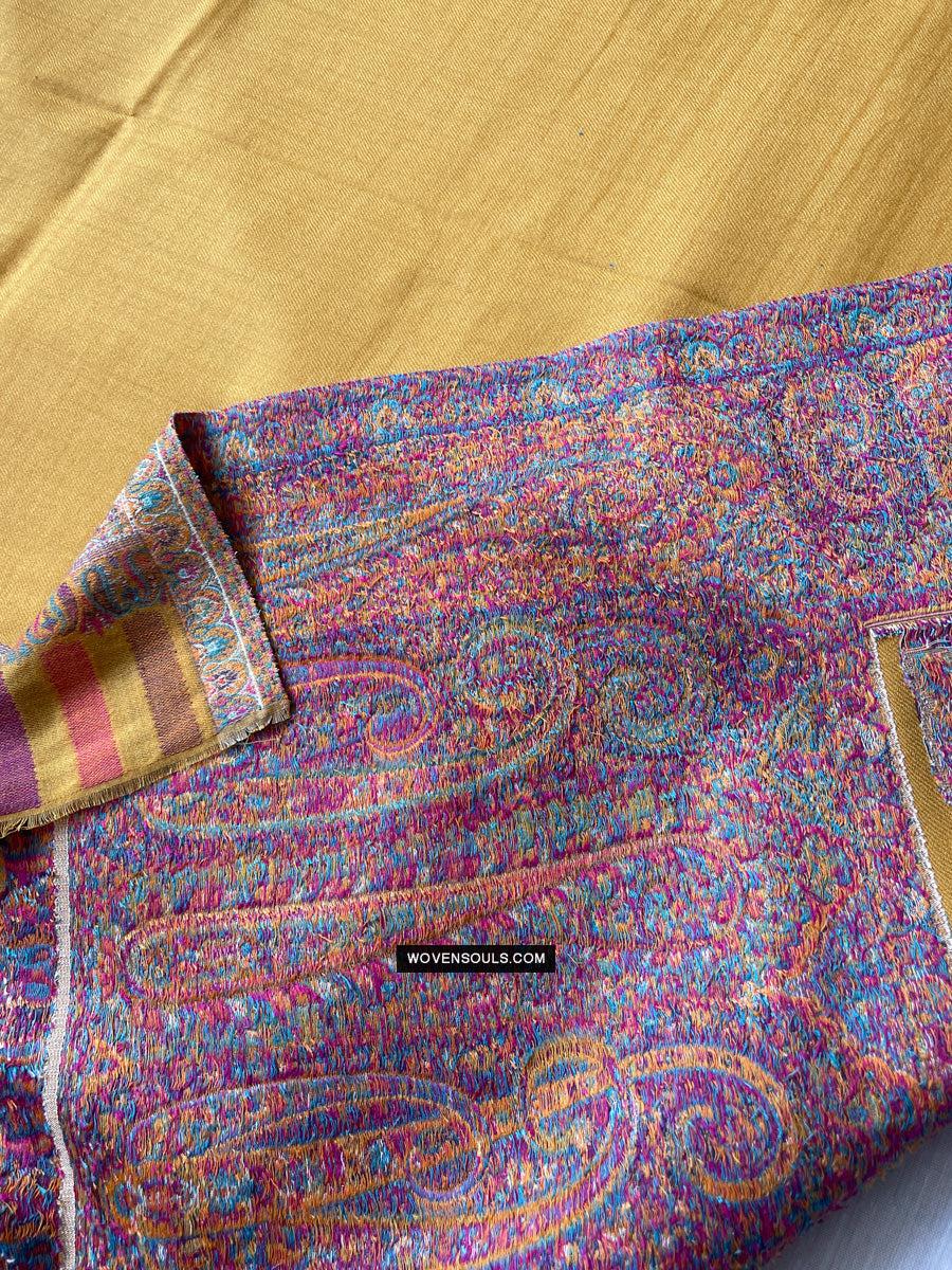 1697 SOLD Exquisite Burnt Yellow Boteh Shawl from Kashmir - Recently Made-WOVENSOULS Antique Textiles & Art Gallery
