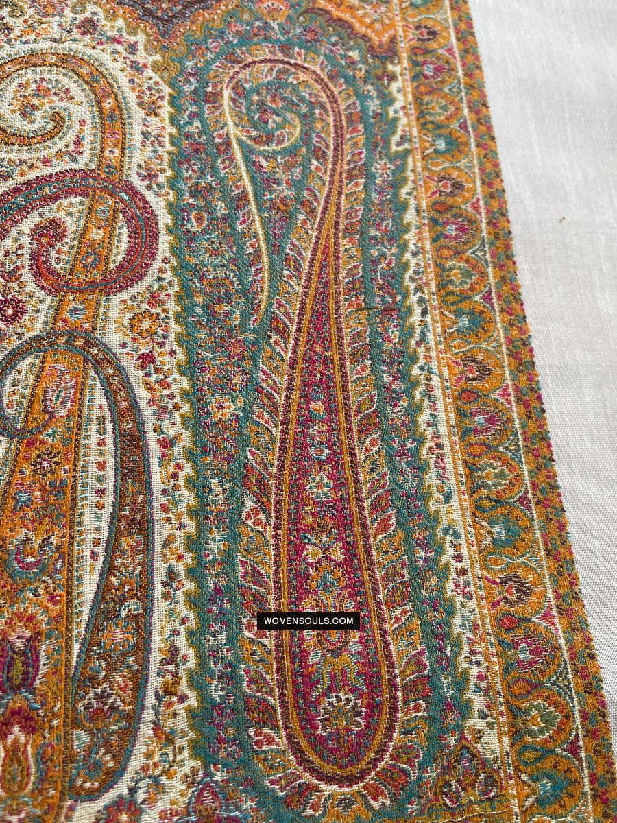 1697 SOLD Exquisite Burnt Yellow Boteh Shawl from Kashmir - Recently Made-WOVENSOULS Antique Textiles & Art Gallery