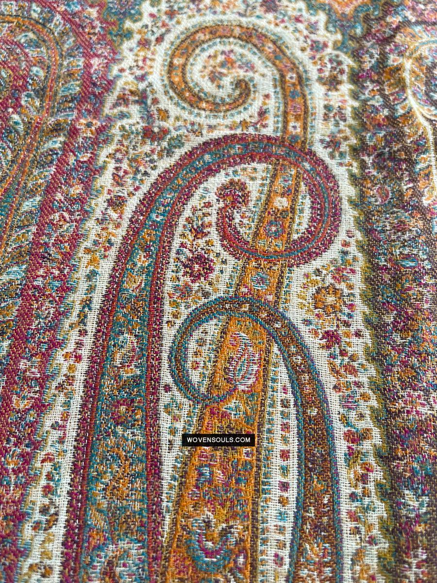1697 SOLD Exquisite Burnt Yellow Boteh Shawl from Kashmir - Recently Made-WOVENSOULS Antique Textiles & Art Gallery