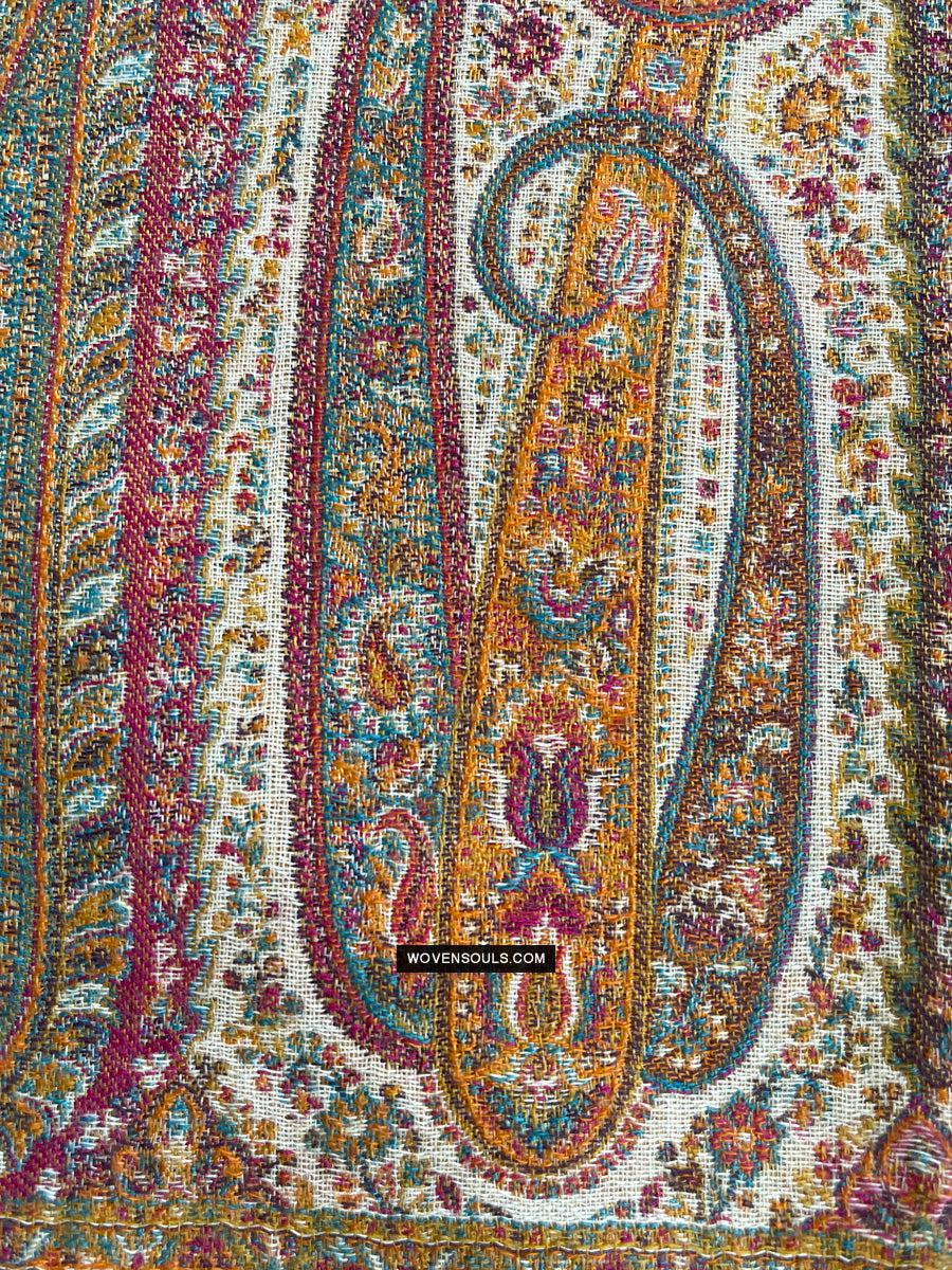 1697 SOLD Exquisite Burnt Yellow Boteh Shawl from Kashmir - Recently Made-WOVENSOULS Antique Textiles & Art Gallery