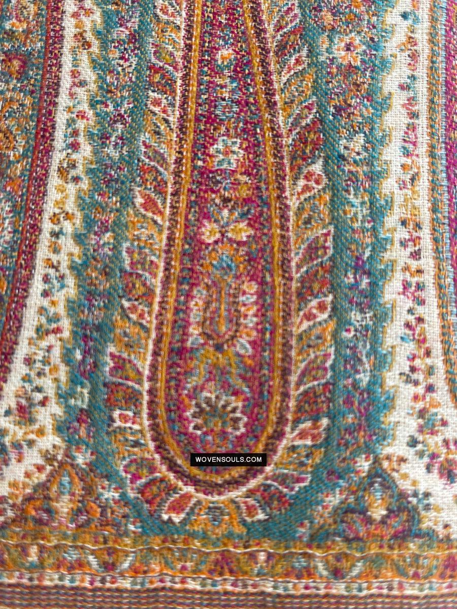 1697 SOLD Exquisite Burnt Yellow Boteh Shawl from Kashmir - Recently Made-WOVENSOULS Antique Textiles & Art Gallery