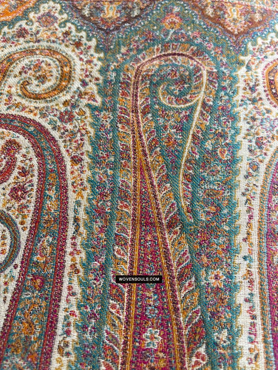 1697 SOLD Exquisite Burnt Yellow Boteh Shawl from Kashmir - Recently Made-WOVENSOULS Antique Textiles & Art Gallery