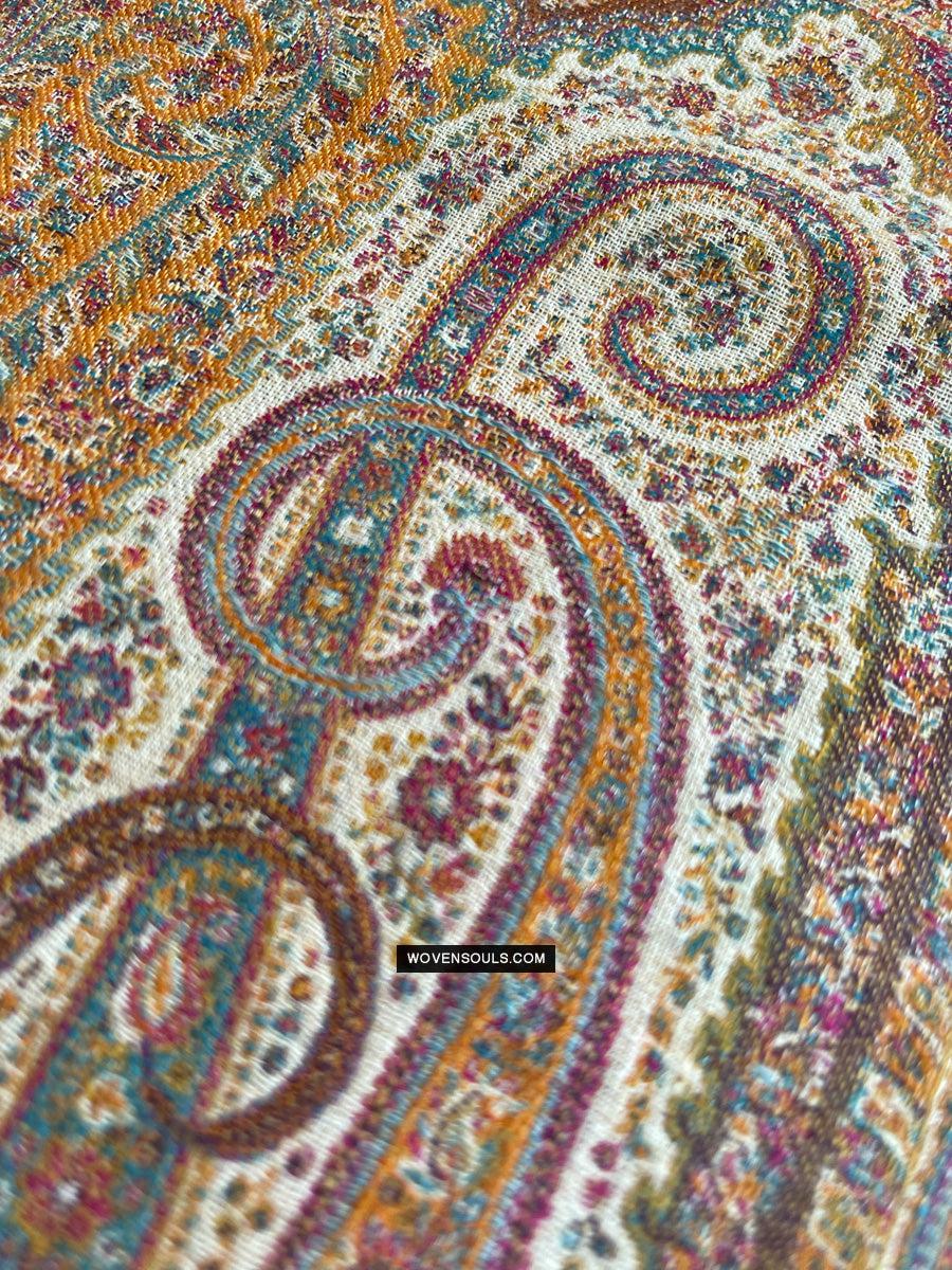 1697 SOLD Exquisite Burnt Yellow Boteh Shawl from Kashmir - Recently Made-WOVENSOULS Antique Textiles & Art Gallery